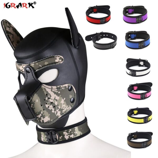 Puppy Play Dog Hood Mask Adjustable Neck Collar Cosplay Sex Toys For Men Women Bdsm  Pet Roleplay Party Masquerade Props