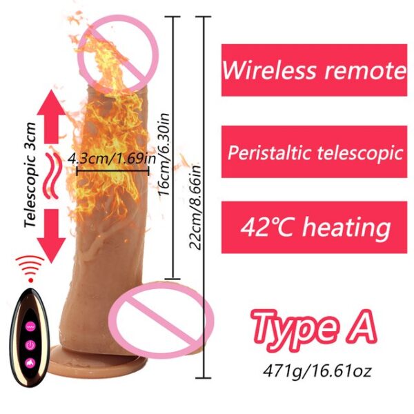 Wireless Dildo with Telescopic Rotating for Female   Anal Massage Heating G-spot Vibrator  Sex Toys Women