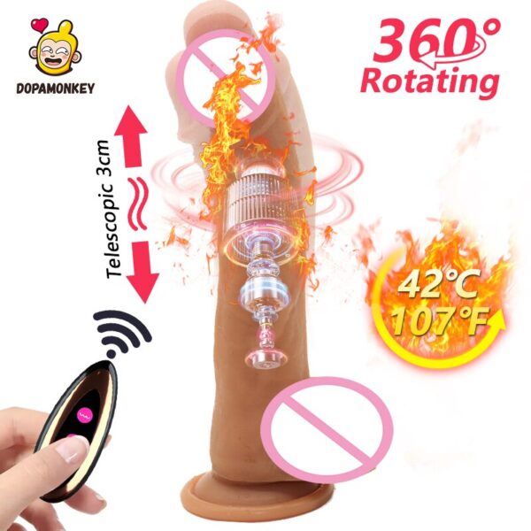 Wireless Dildo with Telescopic Rotating for Female   Anal Massage Heating G-spot Vibrator  Sex Toys Women