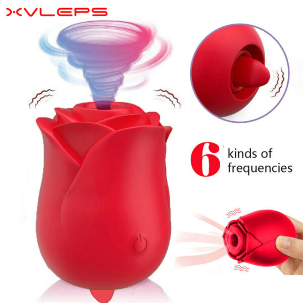 ZZOOI Powerful 10 Speed Vibrator Women  Nipple Sucking Rose Shape Oral Sex Licking Tongue Clitori Stimulation Erotic Toy Female (复制)