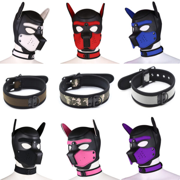 Puppy Play Dog Hood Mask Adjustable Neck Collar Cosplay Sex Toys For Men Women Bdsm  Pet Roleplay Party Masquerade Props